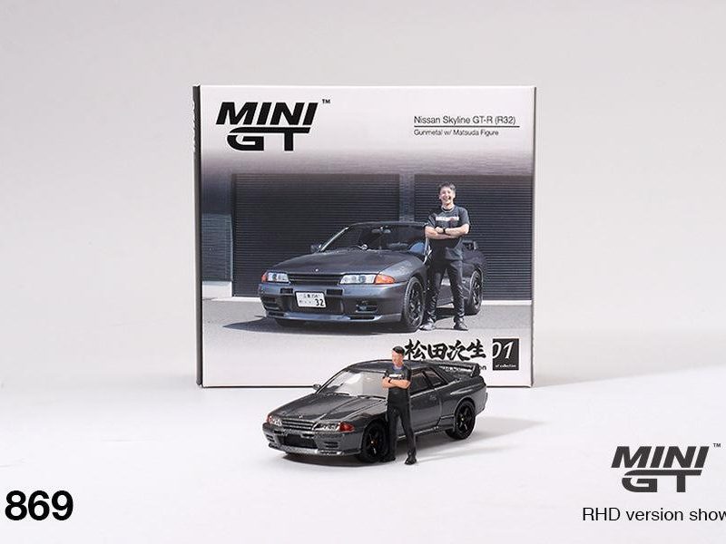 Nissan Skyline GT-R R32 diecast 1:64 με Matsuda Figure συλλεκτικό JDM